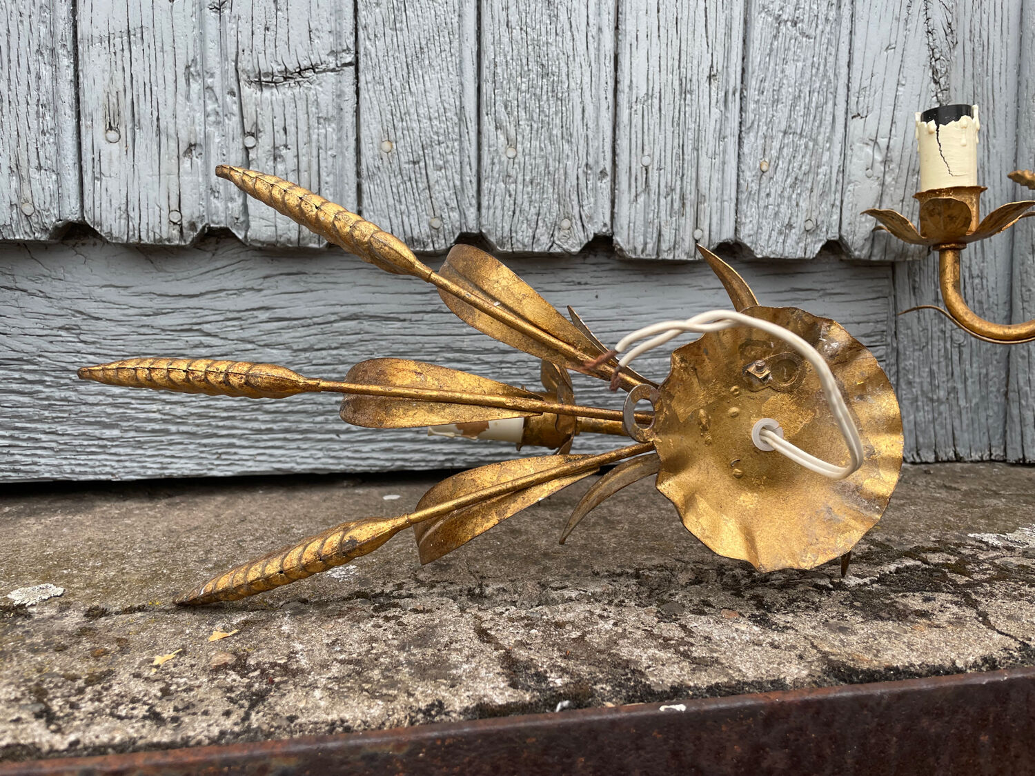 Chandelier and Pair of Wheat Sheaf Wall Lights