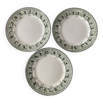 3 dessert plates, Saint-Amand and Hamage, Murier model
