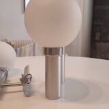 Pair of minimalist 70s opaline wall lights