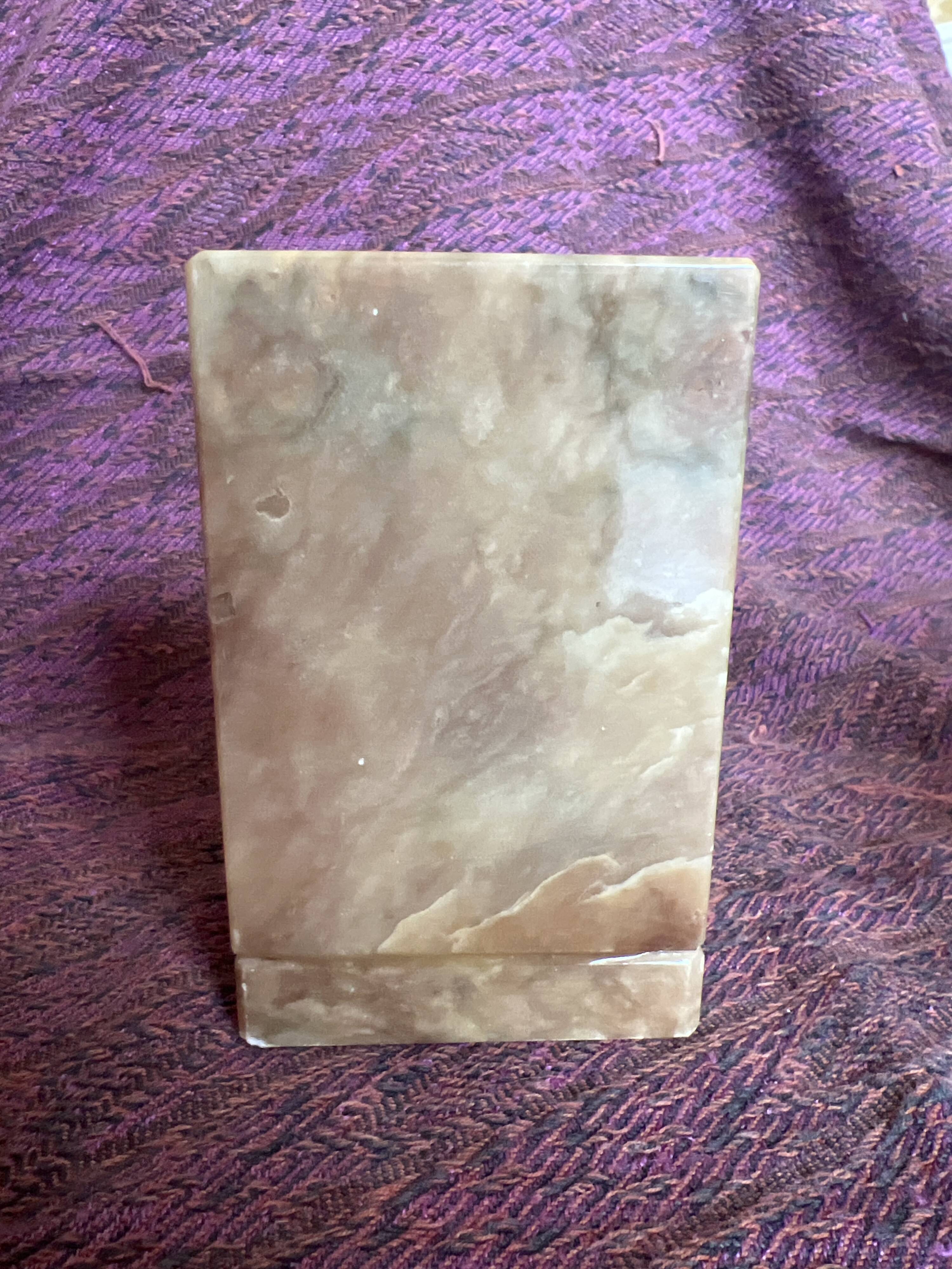 Vintage Italian alabaster bookends "Tennis Ball"