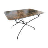 Folding metal and stripped garden table