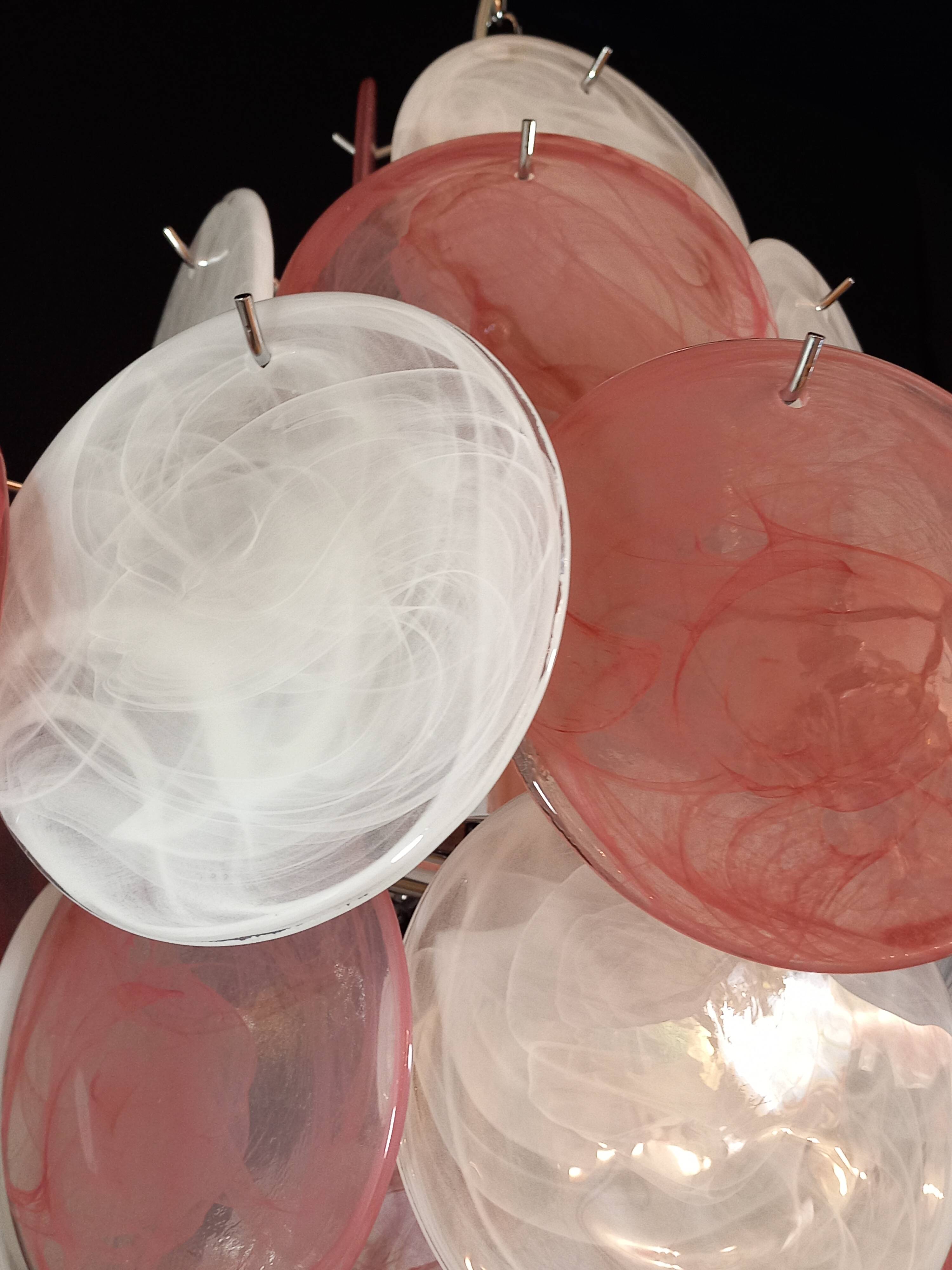 Handcrafted chandelier with alabaster disc glass, Murano glass.