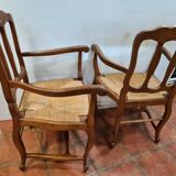 Louis XV oak-style mulched armchairs
