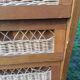 Vintage oak-plated chest of drawers and rattan with compass base as it is.