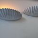 Pair of vintage shell wall lights, matte white, France 1970