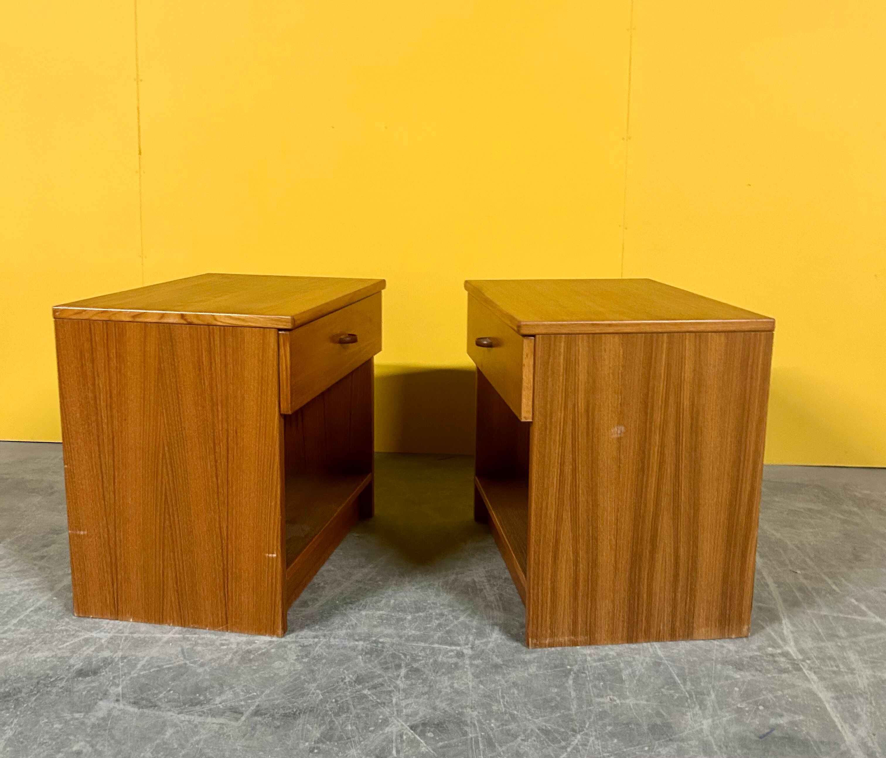 Pair of Danish mid-century teak bedside tables 1960s
