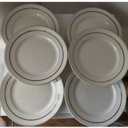 Ensemble de 6 assiettes Badonviller bordure argenté