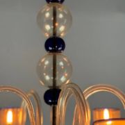 Venetian chandelier in gold and dark blue Murano glass, 5 light arms, circa 1960