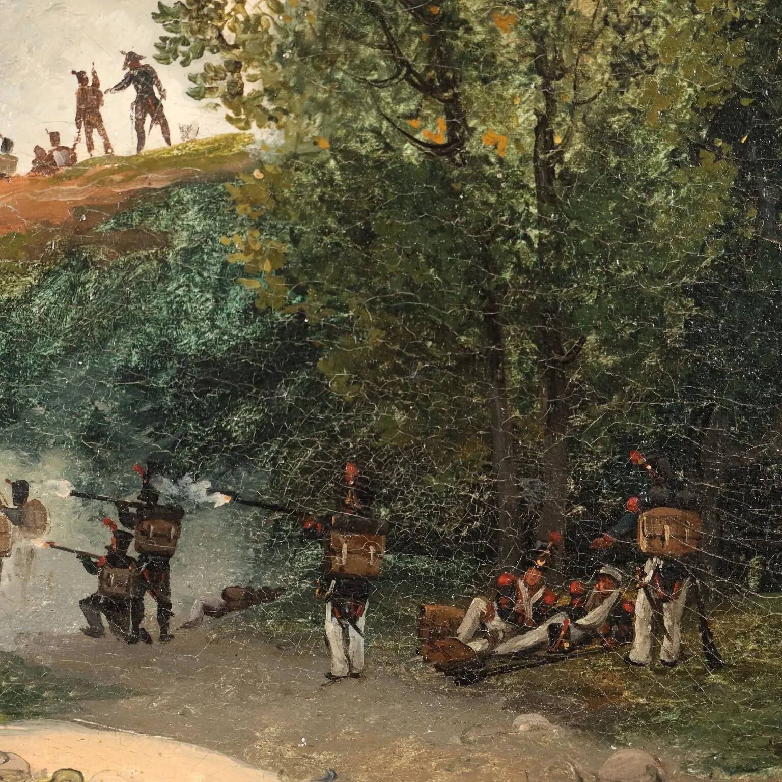 Ancient painting signed G. Canella, historical subject, around 1840.
