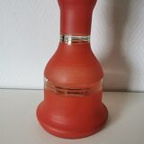 vase en verre peint , aspect granité rouge et doré