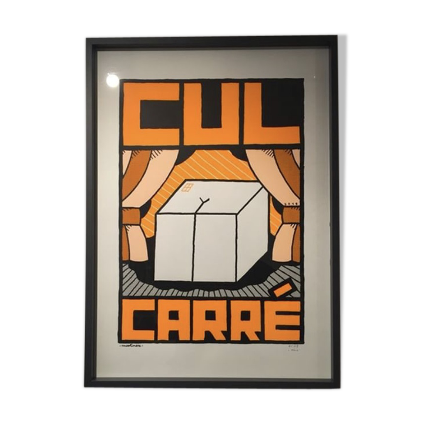 "Cul Carré" orange poster 70x50 cm handmade hand-printed numbered