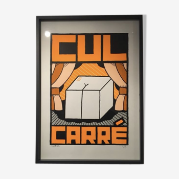 Affiche "Cul Carré" orange 70x50 cm sérigraphie faite main signée numérotée