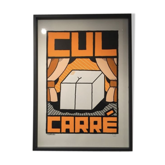 Affiche "Cul Carré" orange 70x50 cm sérigraphie faite main signée numérotée