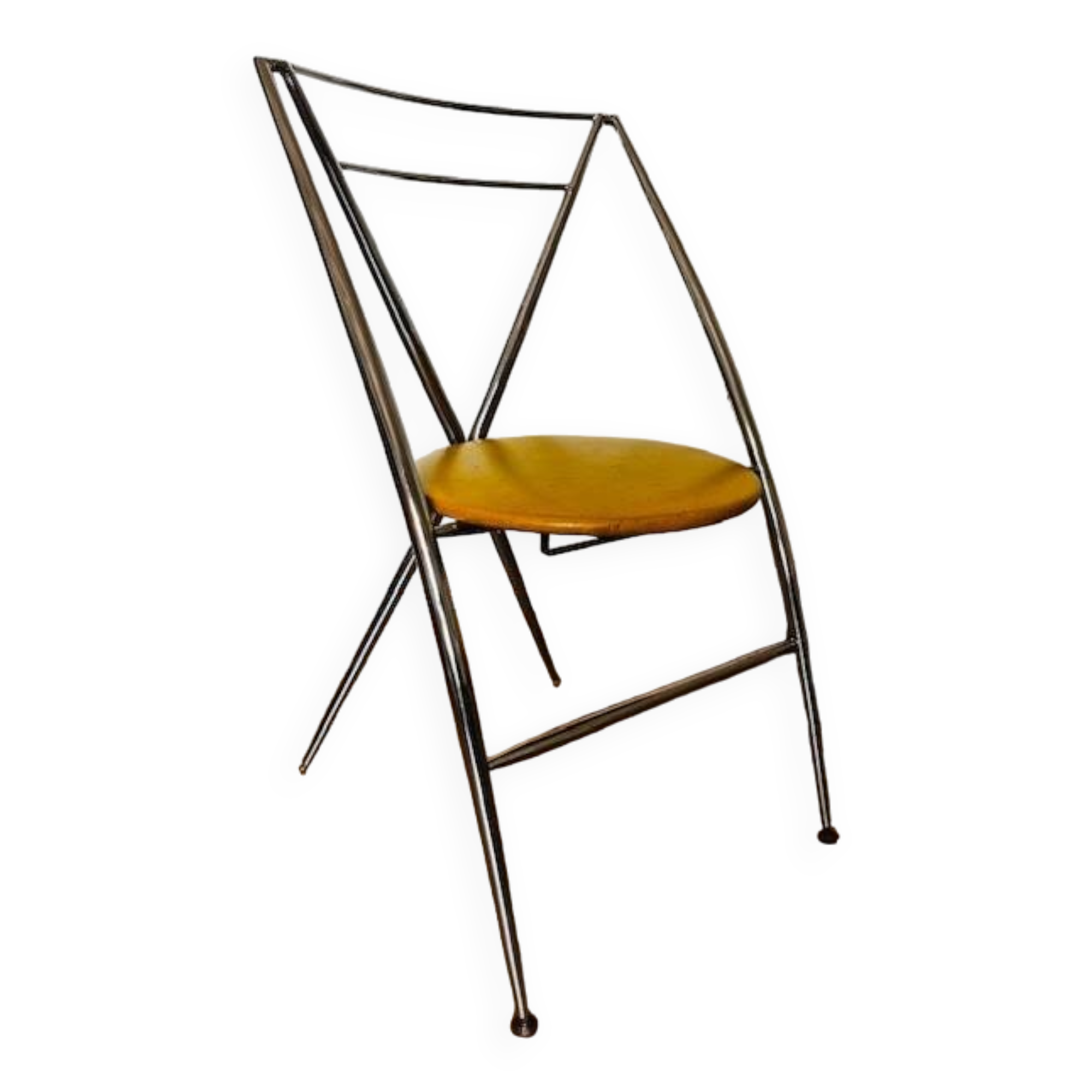 Yamakado chair, chrome and yellow skai