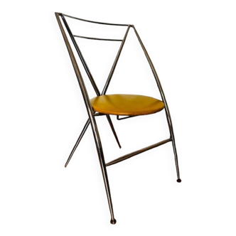 Yamakado chair, chrome and yellow skai