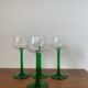 4 Alsace wine glasses, two-tone green stemmed glasses.
