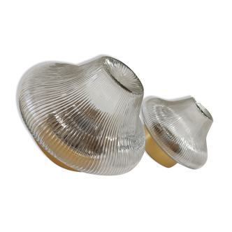 Pair of glass wall sconces, 60/70s