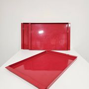 Vintage Italian Red Metal Trays / Mid-Century Modern Decorative Servin