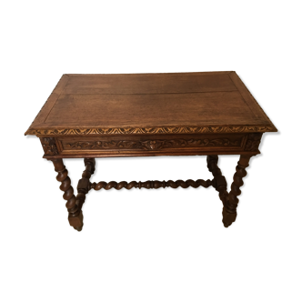 Bureau style Louis XIII pieds tournés