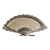 Table mirror vintage engraved glass fan