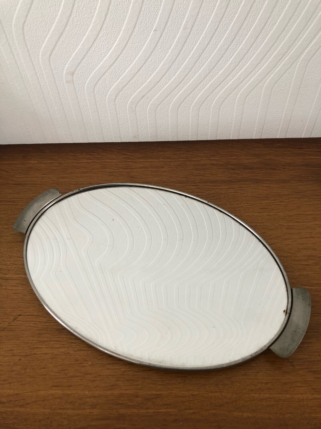 Vintage mirror and metal tray