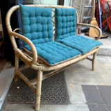Rattan and bamboo bench 70s