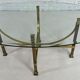 Oval dining room table in brass and beveled glass Belgo Chrome