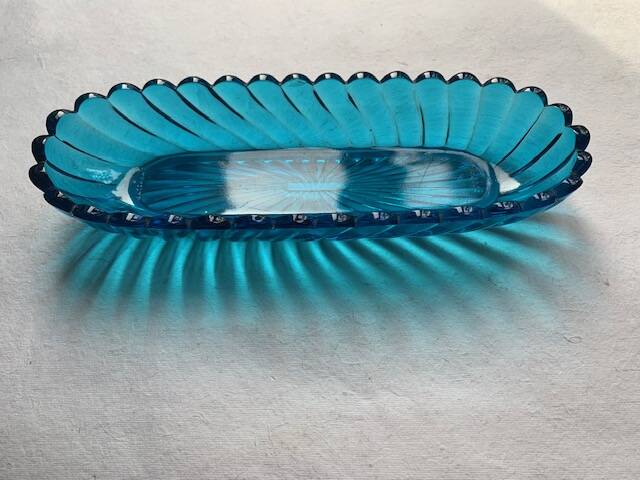 Antique Baccarat bowl in 19th century blue crystal