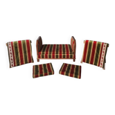 Ensemble banquette, 2 coussins et 2 rideaux Art Déco