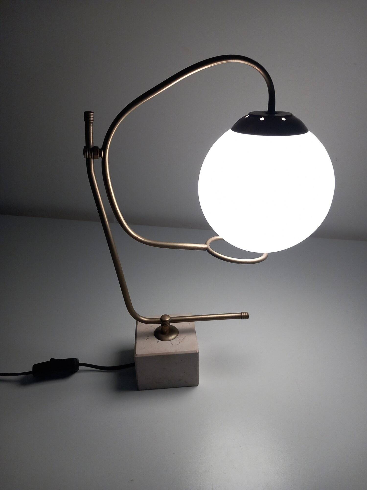 Large Vintage Table Lamp • Marble Base • Brass • 1970-1980