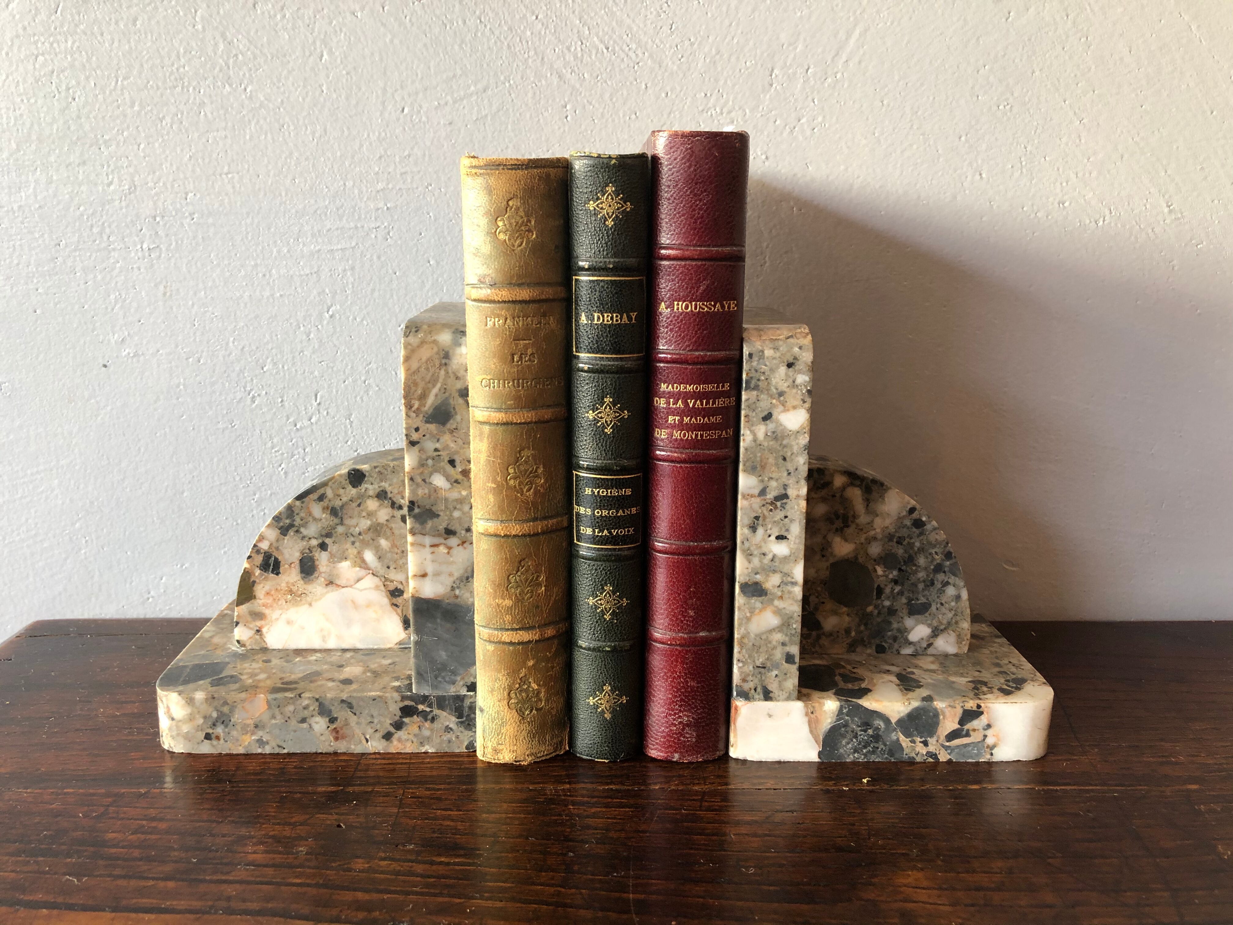 Old marble bookends