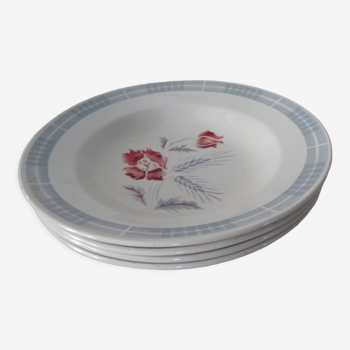 4 Assiettes Sarreguemines Digoin faience