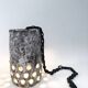Textured and perforated ceramic pendant – Scandinavia, 1960s
