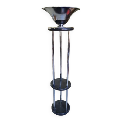 Lampadaire art déco 1930 en bois et chrome