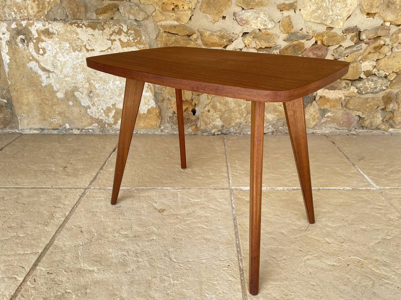 Table d’appoint vintage , pieds compas , circa 1960s