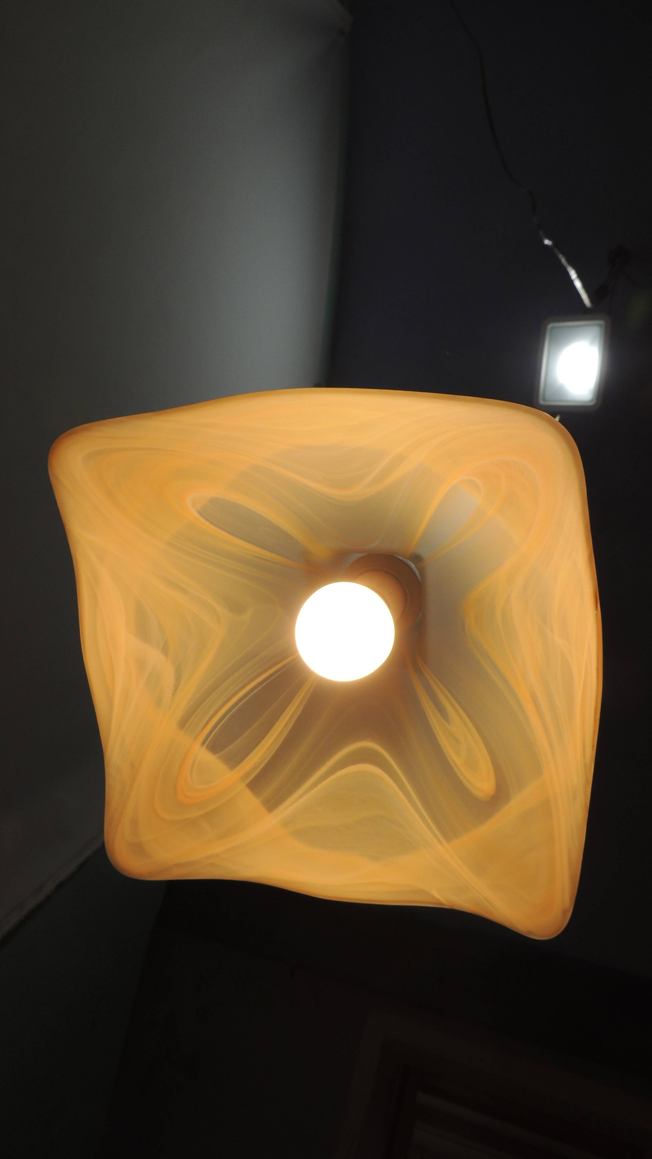 1970s vintage honey marbled glass suspension – retro design light fixture