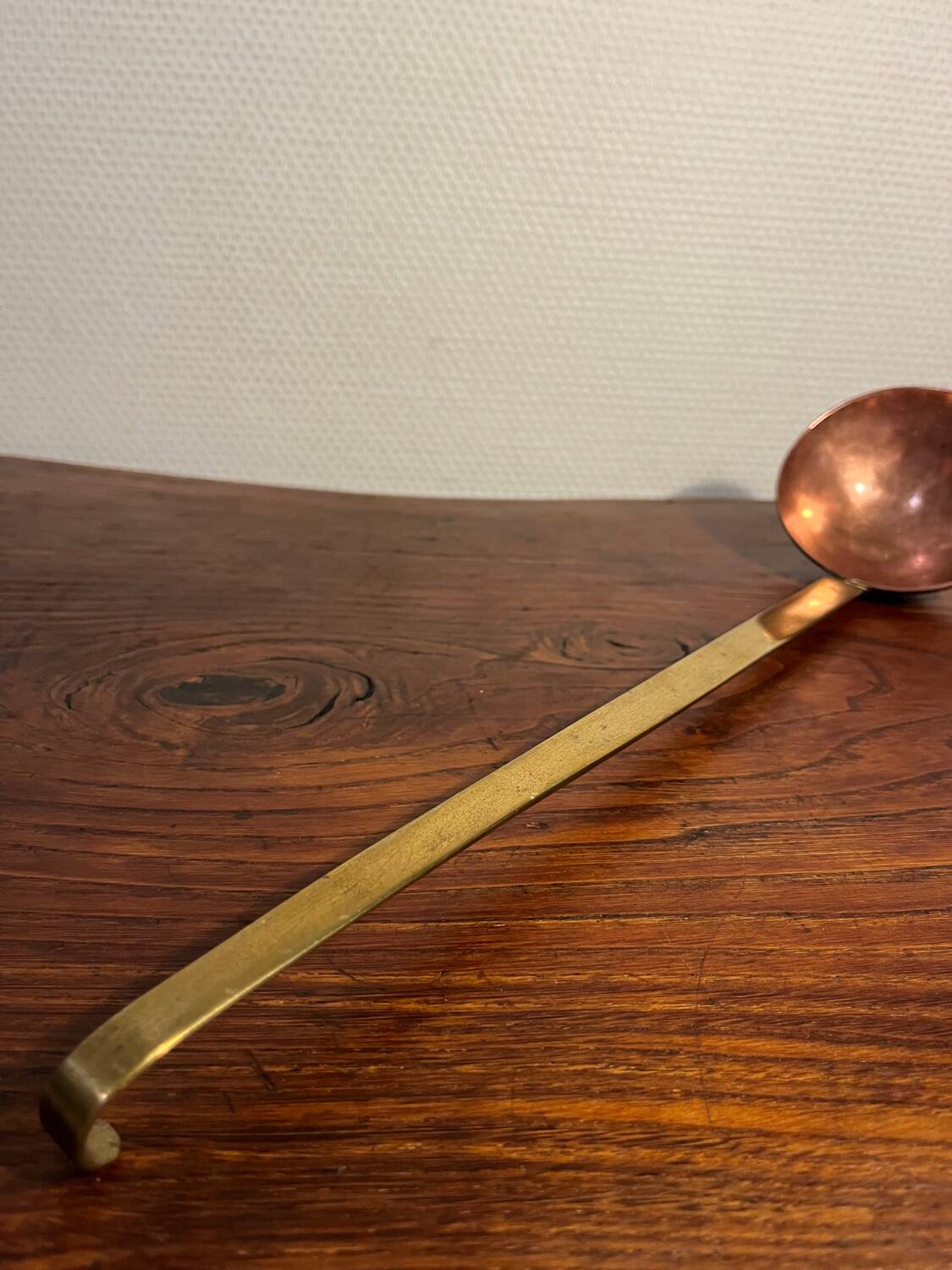 Copper and brass skimmer ladle from the 50s