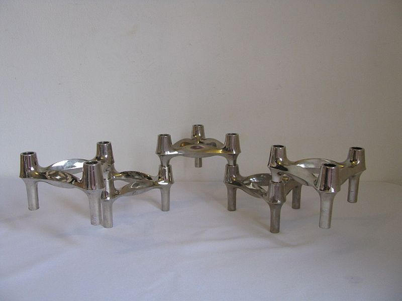 Set Of 5 , 1970s " Bmf " Modular Candle Holders Designed By Fritz Nagel & Ceasar Stoffi