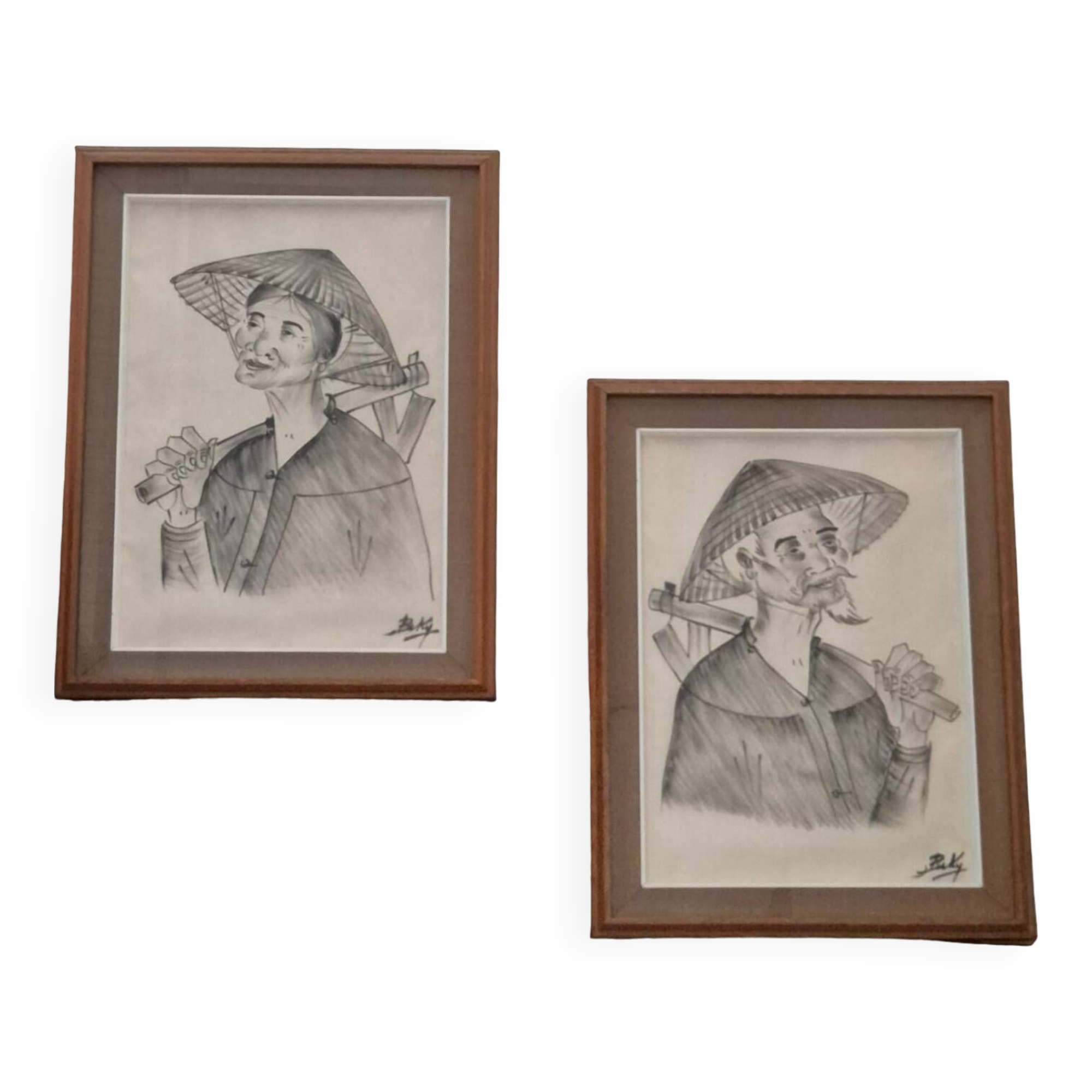 Ink portraits on silk, 1950