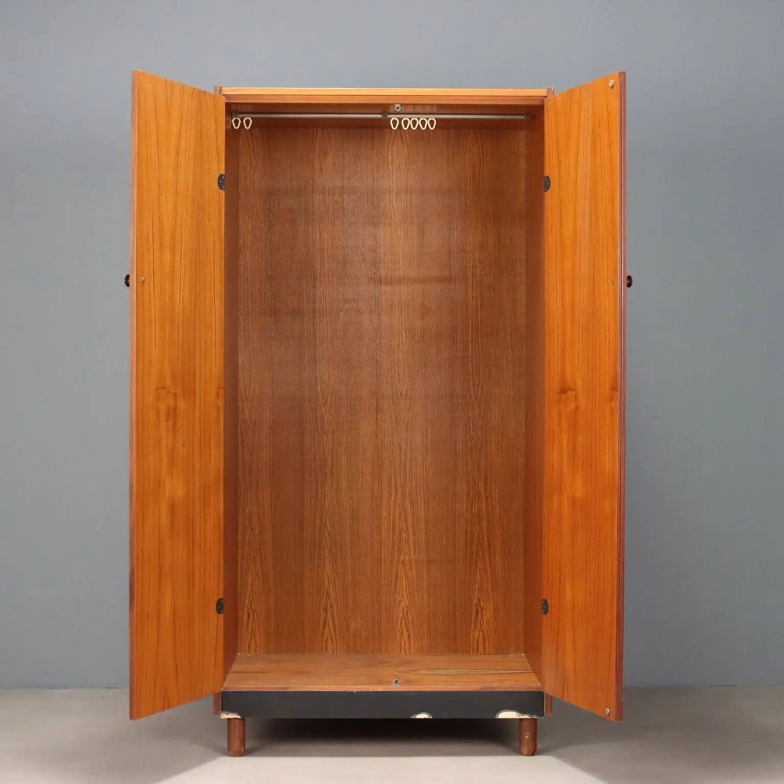 Vintage teak veneer wardrobe, designer, Italy, 1960s