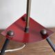 1950s modernist tripod lamp made of sheet metal and brass.