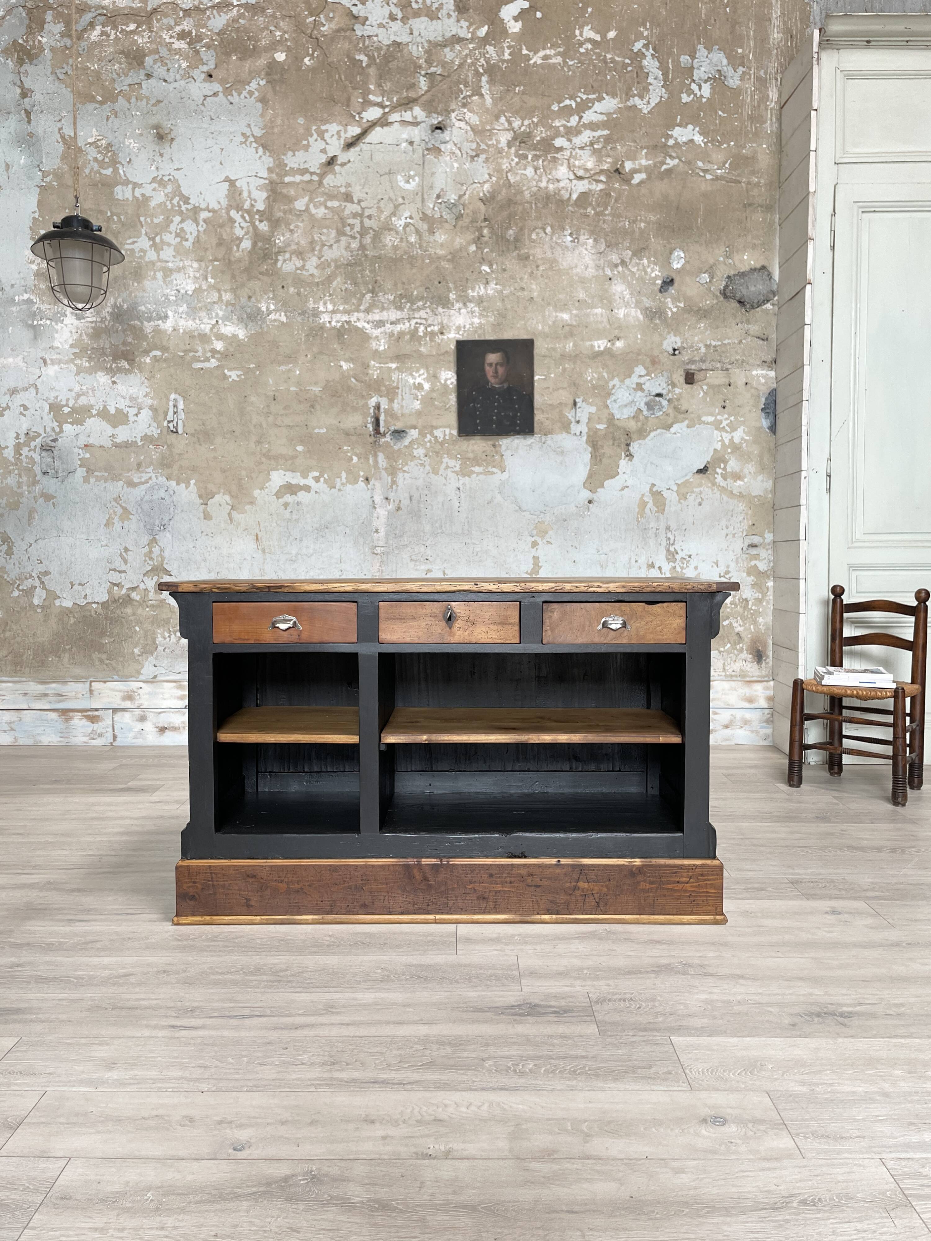 Solid wood box counter.