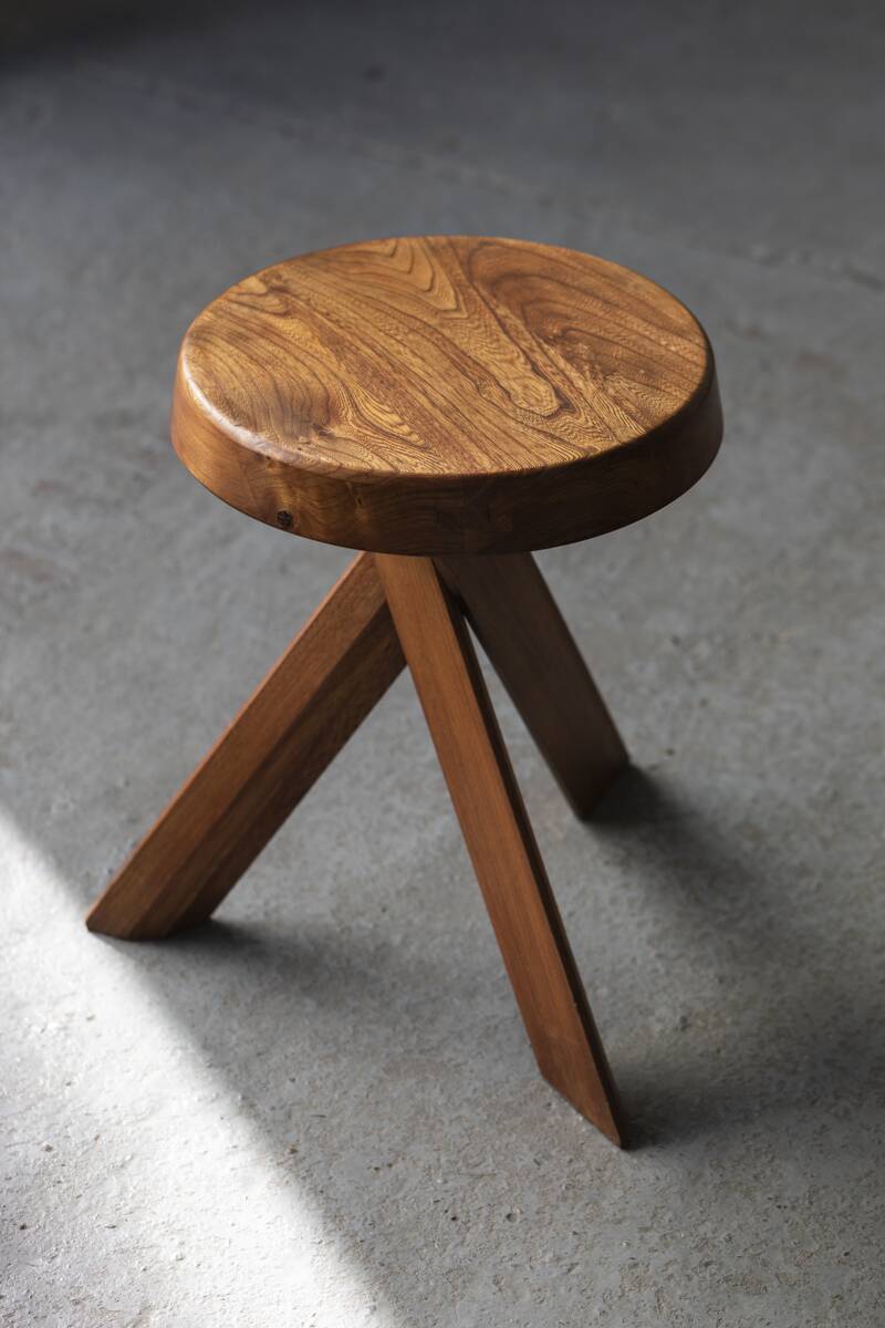 Elm wood stool 'S31' by Pierre Chapo, France, 1974