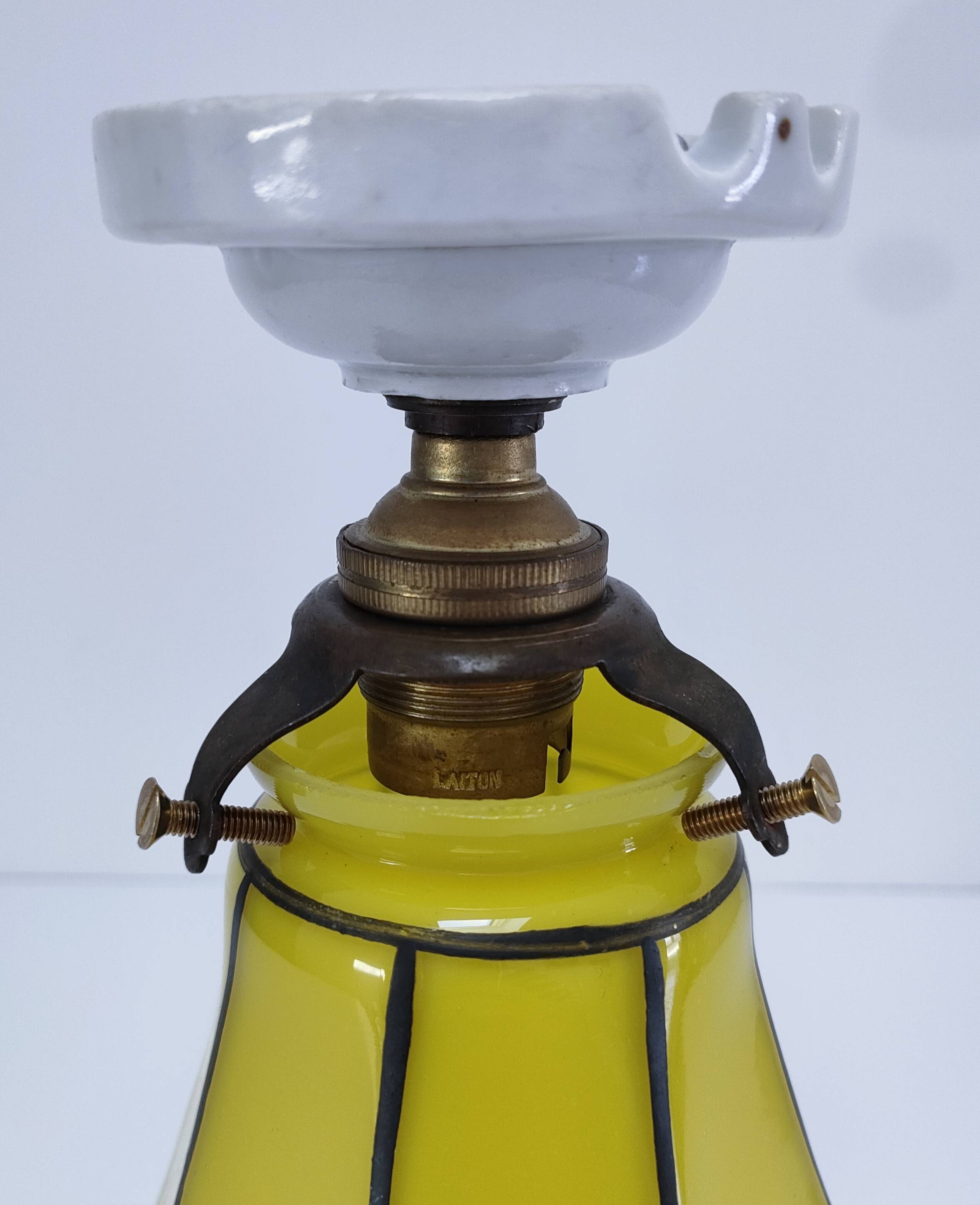 Yellow glass porcelain lamp, early 20th century