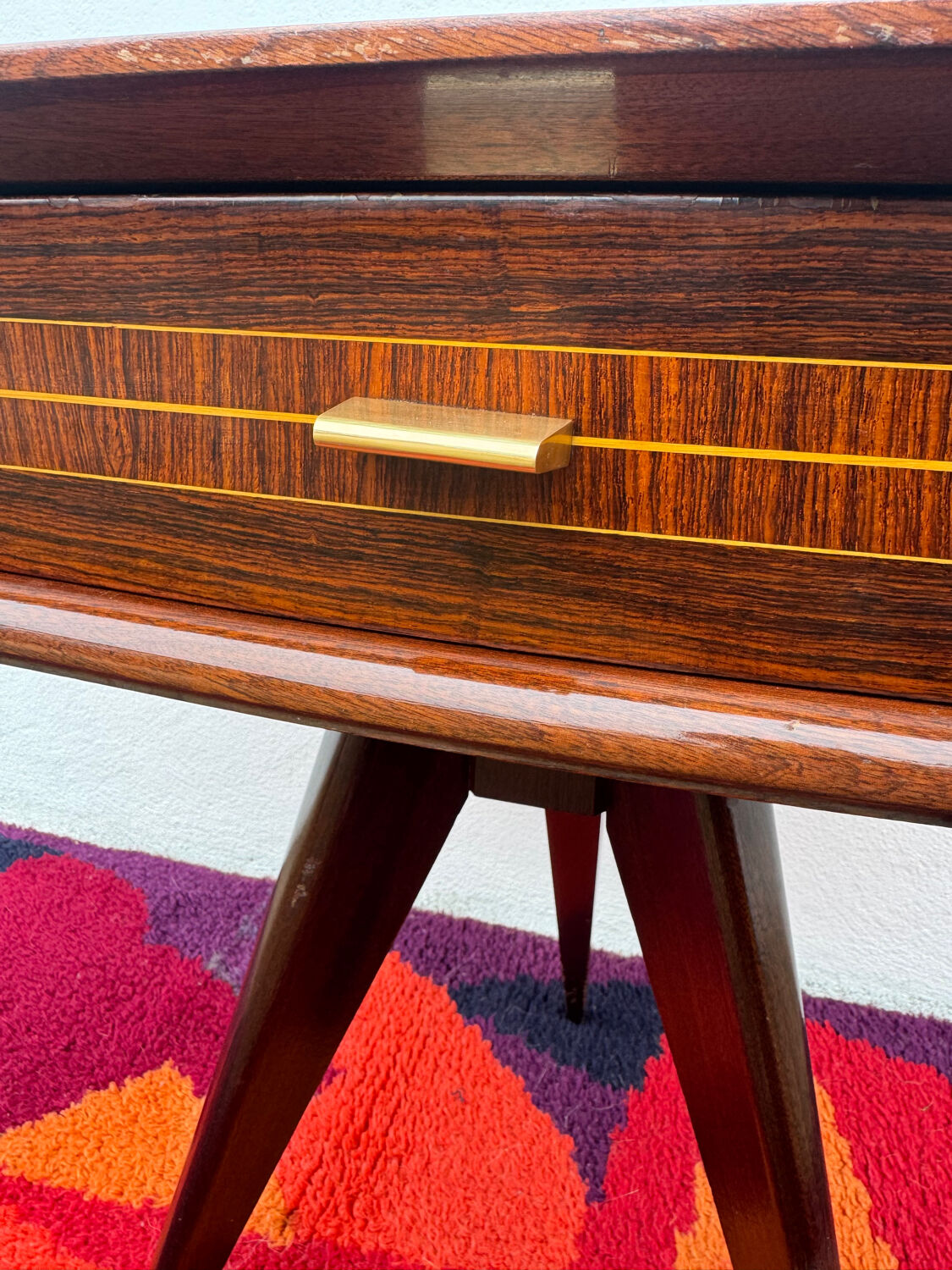 1950s half-moon tripod bedside table
