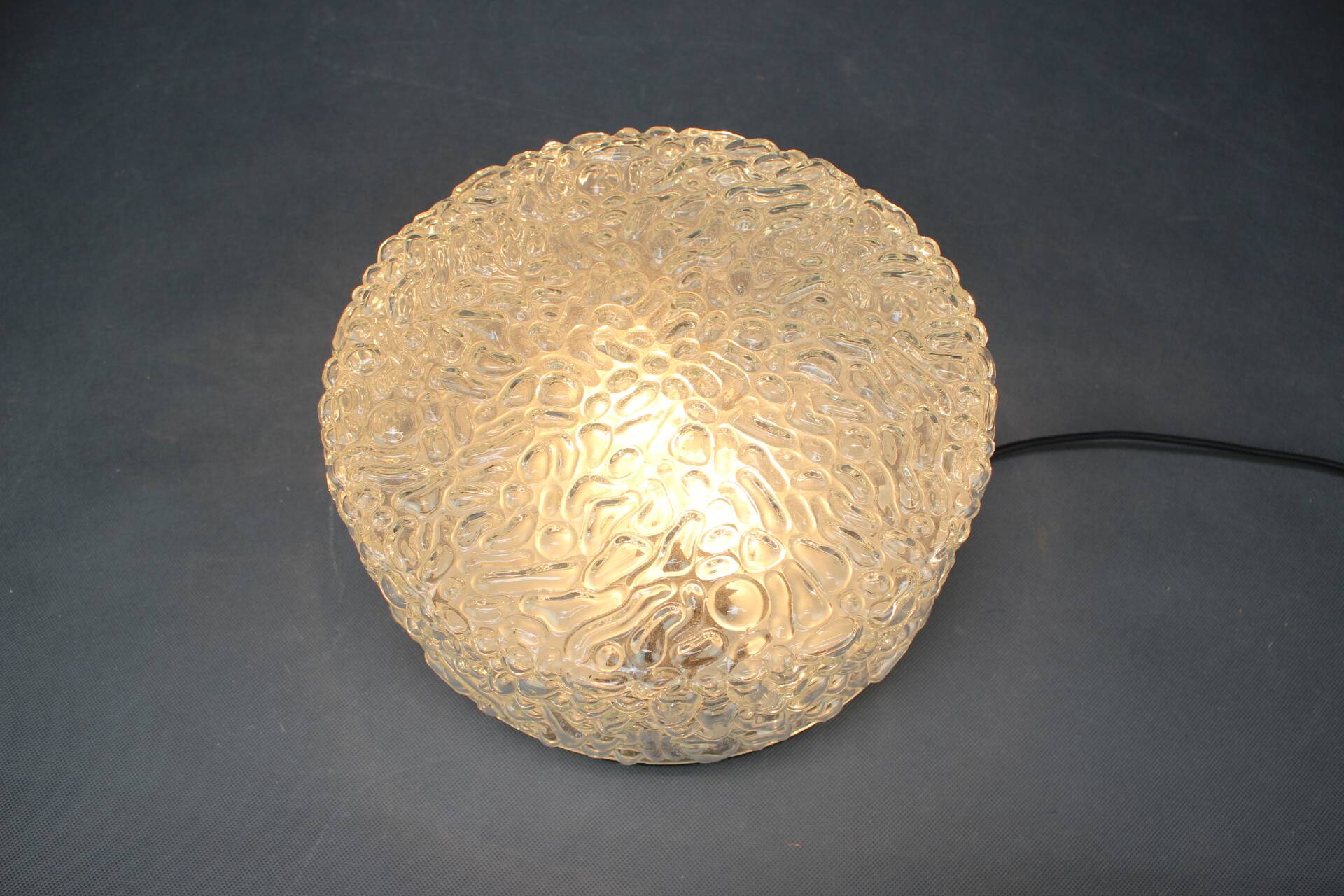 Mid-century recessed ceiling light with bubbled glass, Czechoslovakia, 1960s.