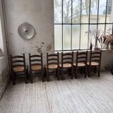 Straw chairs oak 1940s Dudouyt