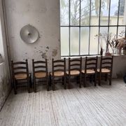Straw chairs oak 1940s Dudouyt