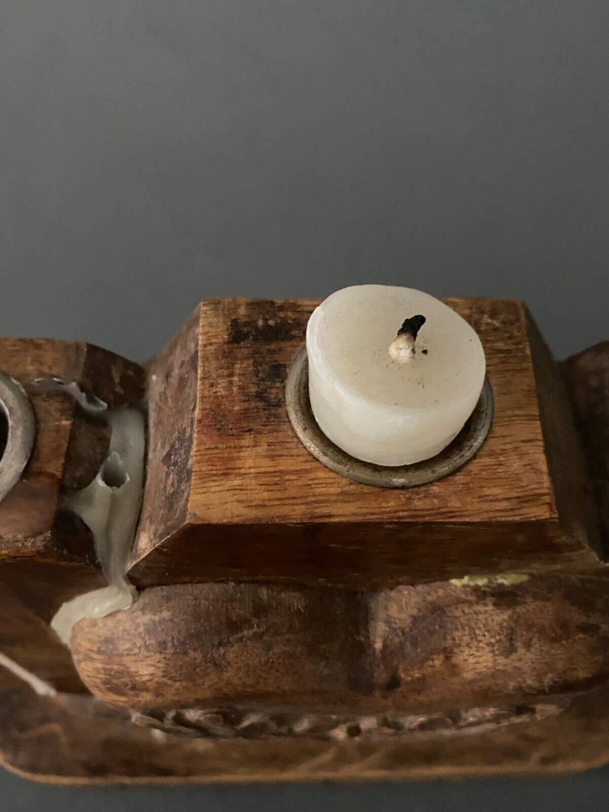 Candlestick with seven burners carved wood Spirit Chalet XXe