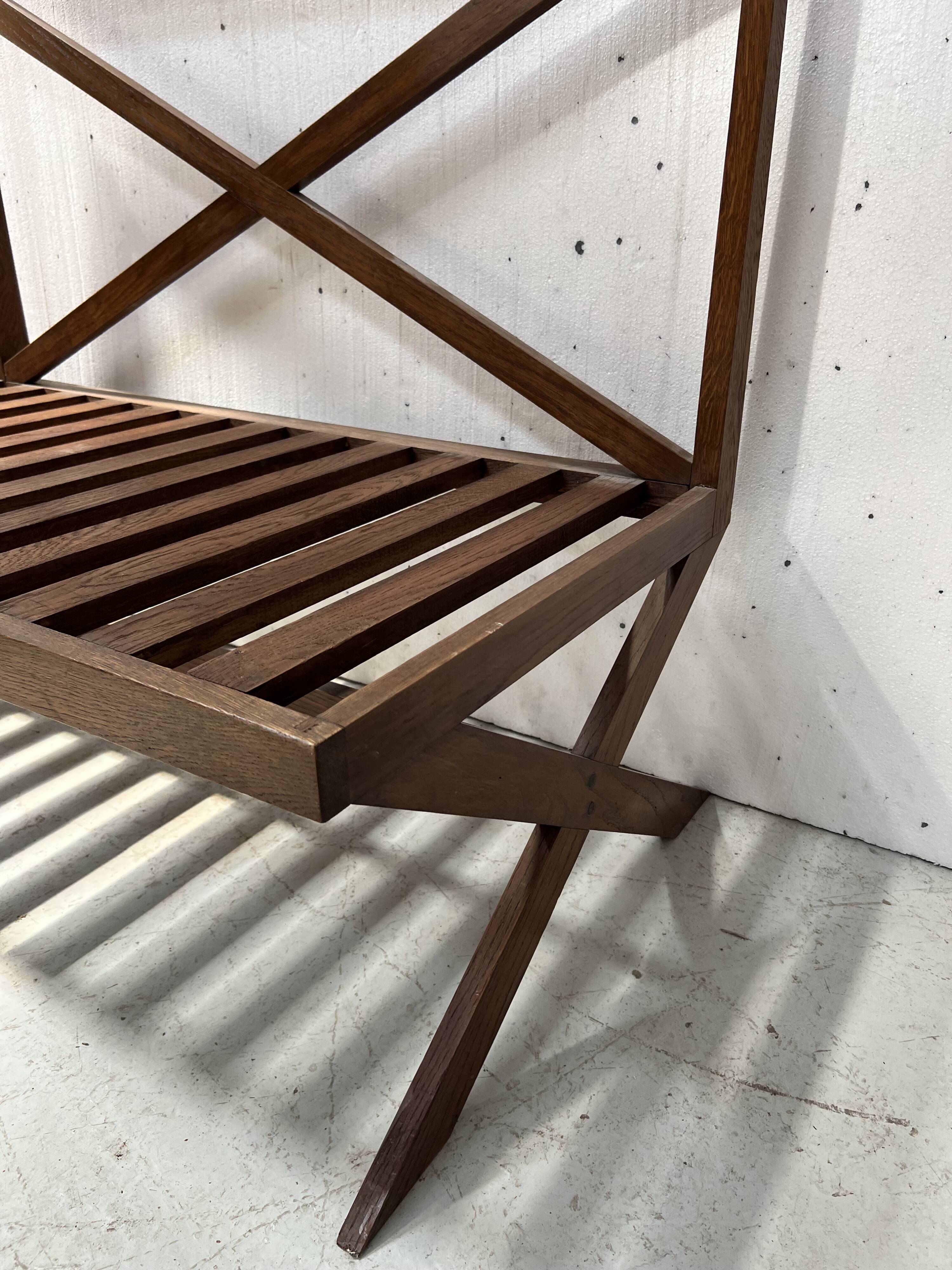 Solid oak terrace bench from the 70s